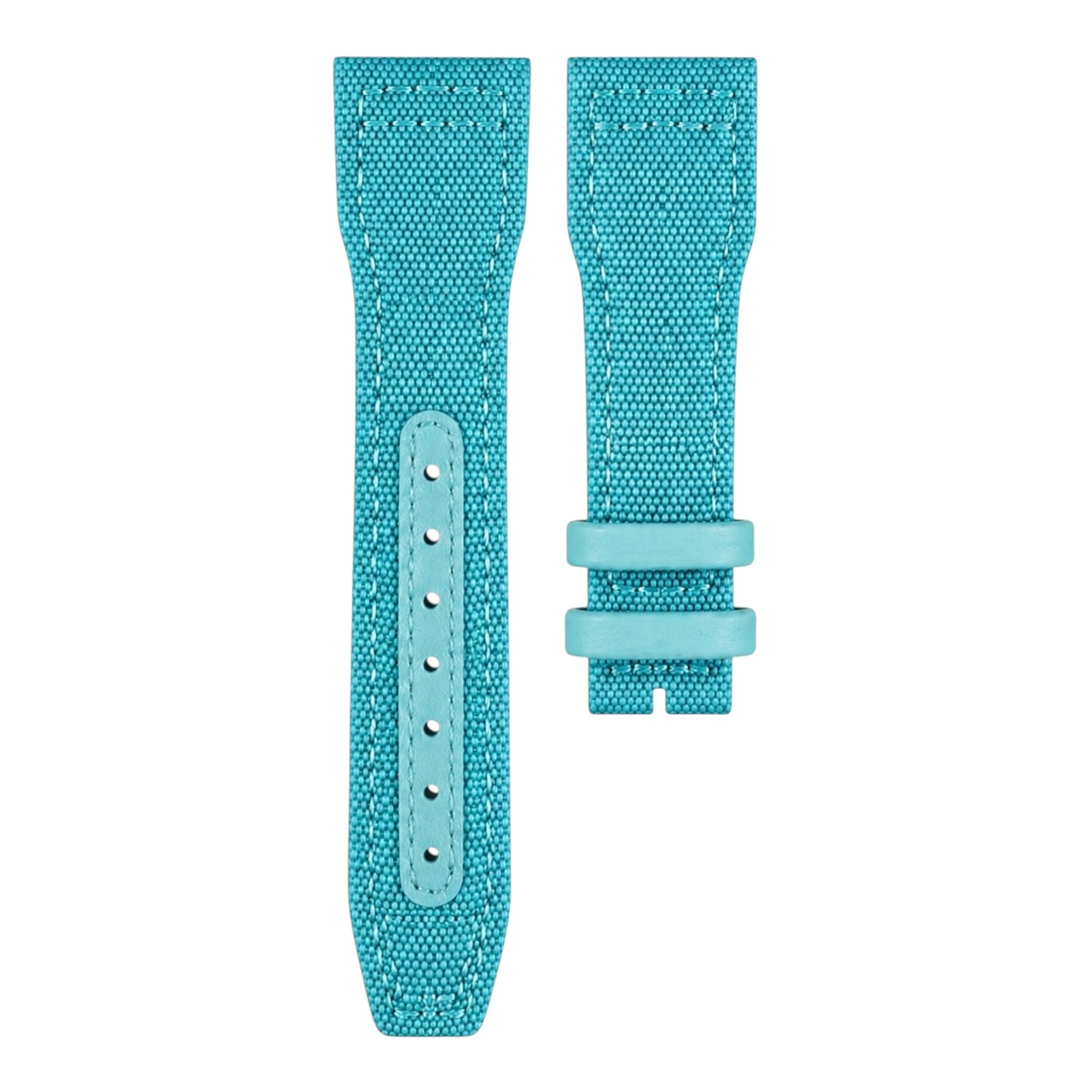 Tiffany blue canvas woven strap with leather keepers for IWC Pilot Watch models