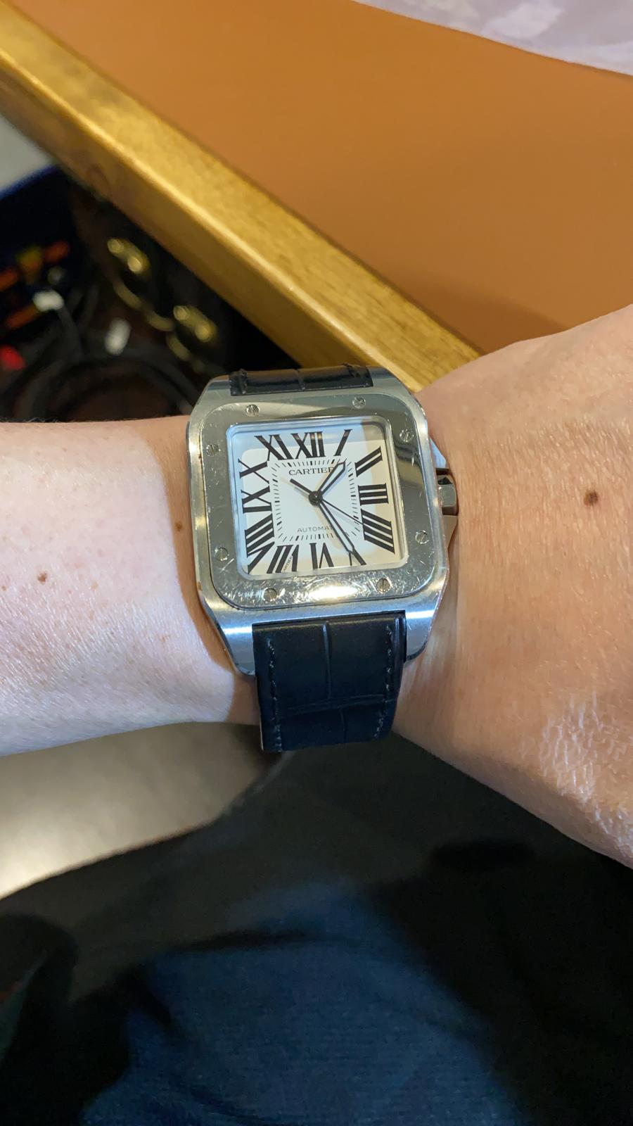 Handmade watch strap for the Cartier Santos 100 Model
