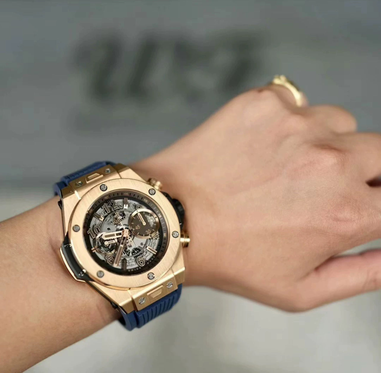 Hublot Unico Rubber Strap (NAVY BLUE)