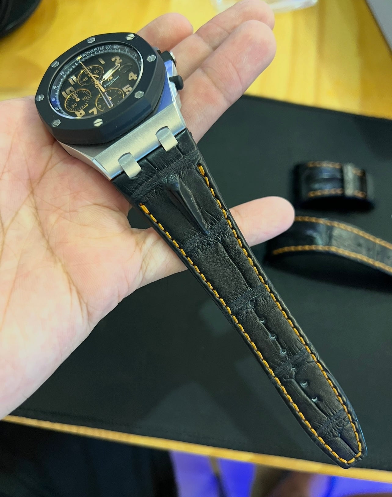 Ap offshore alligator strap for 42mm models volcano