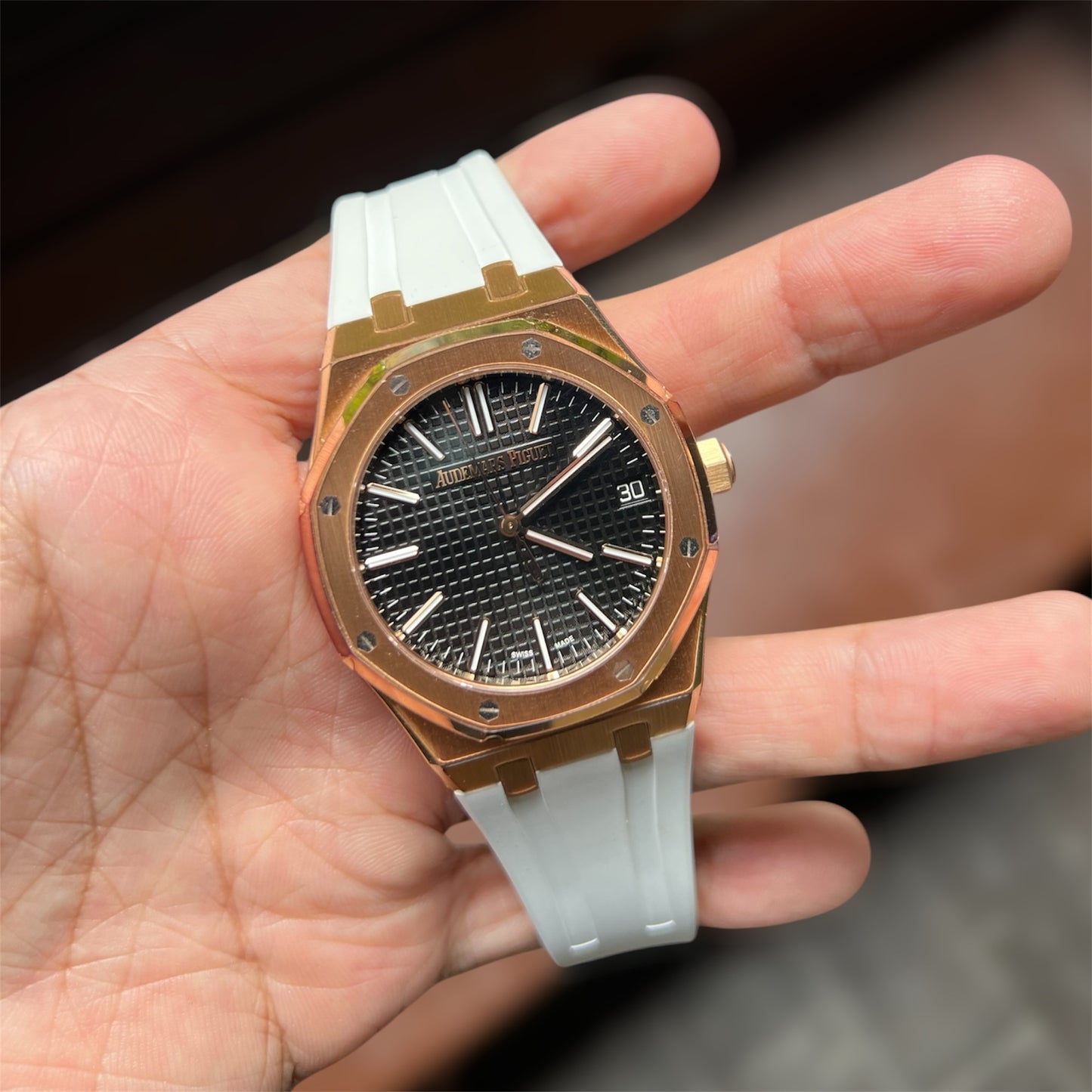 White rubber strap for 41mm Royal Oak