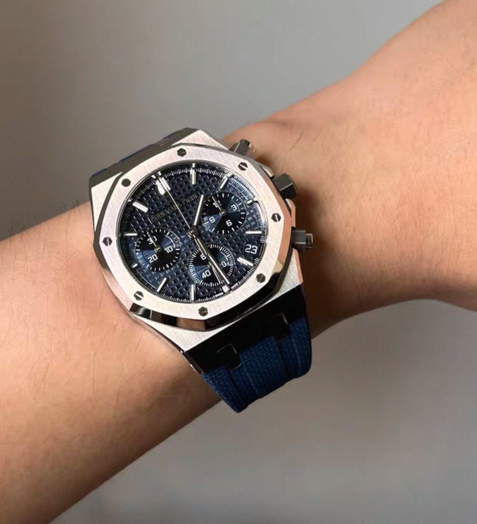 Navy Blue rubber strap for 41mm Royal Oak (SAILCLOTH RUBBER)