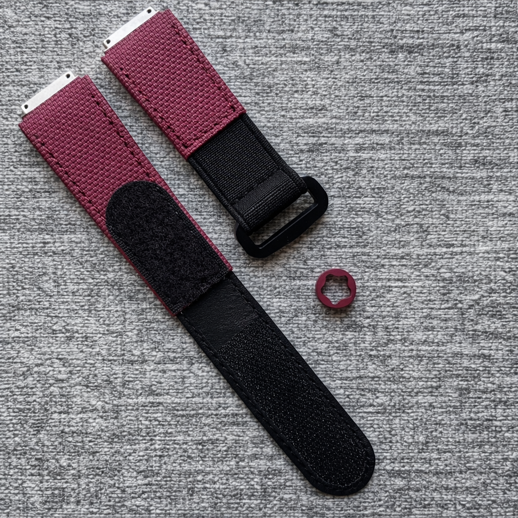 Maroon sailcloth leather Velcro strap for rm67-01 rm67-02 Richard Mille models.