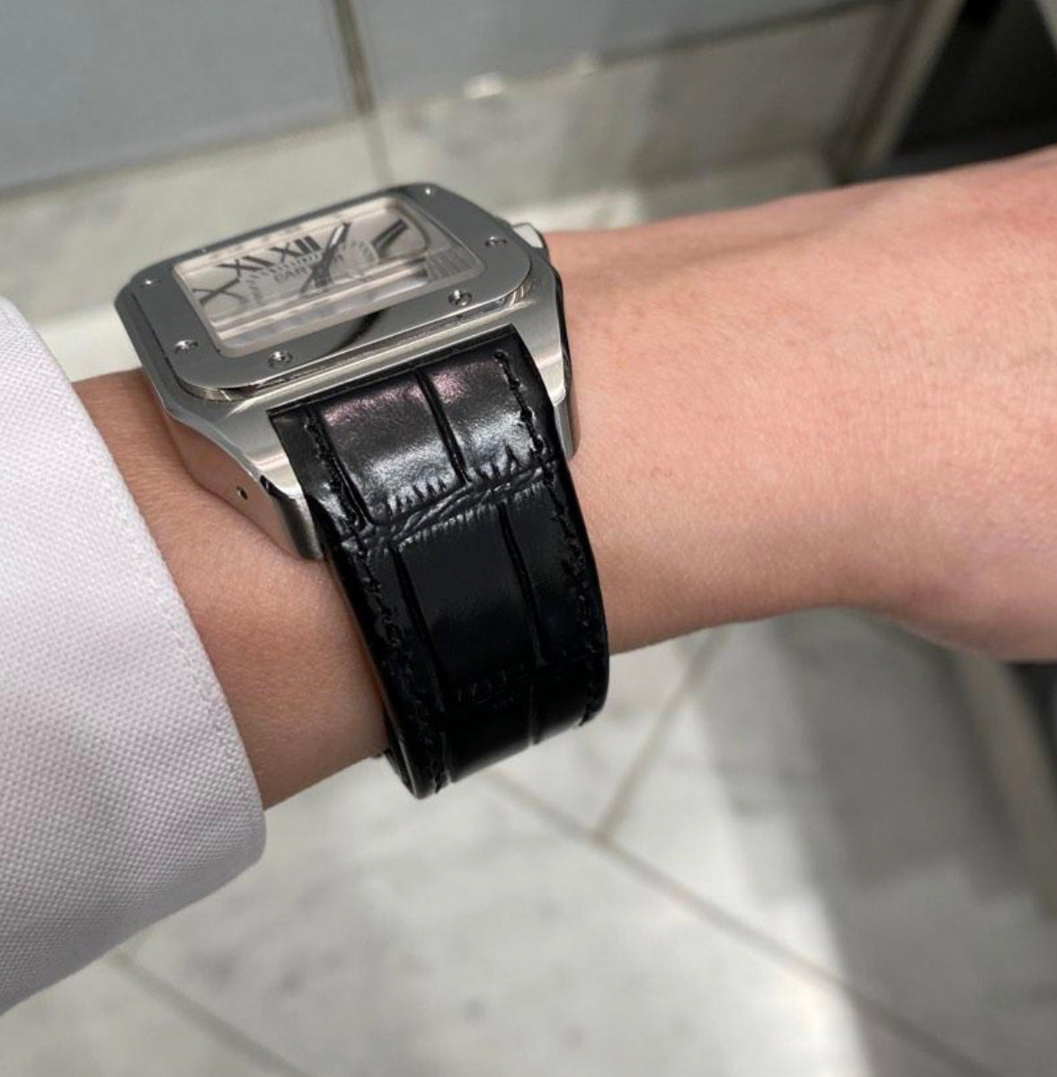 Handmade watch strap for the Cartier Santos 100 Model