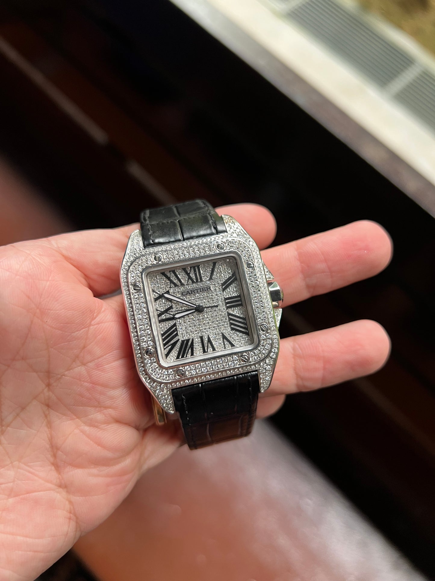 Handmade watch strap for the Cartier Santos 100 Model