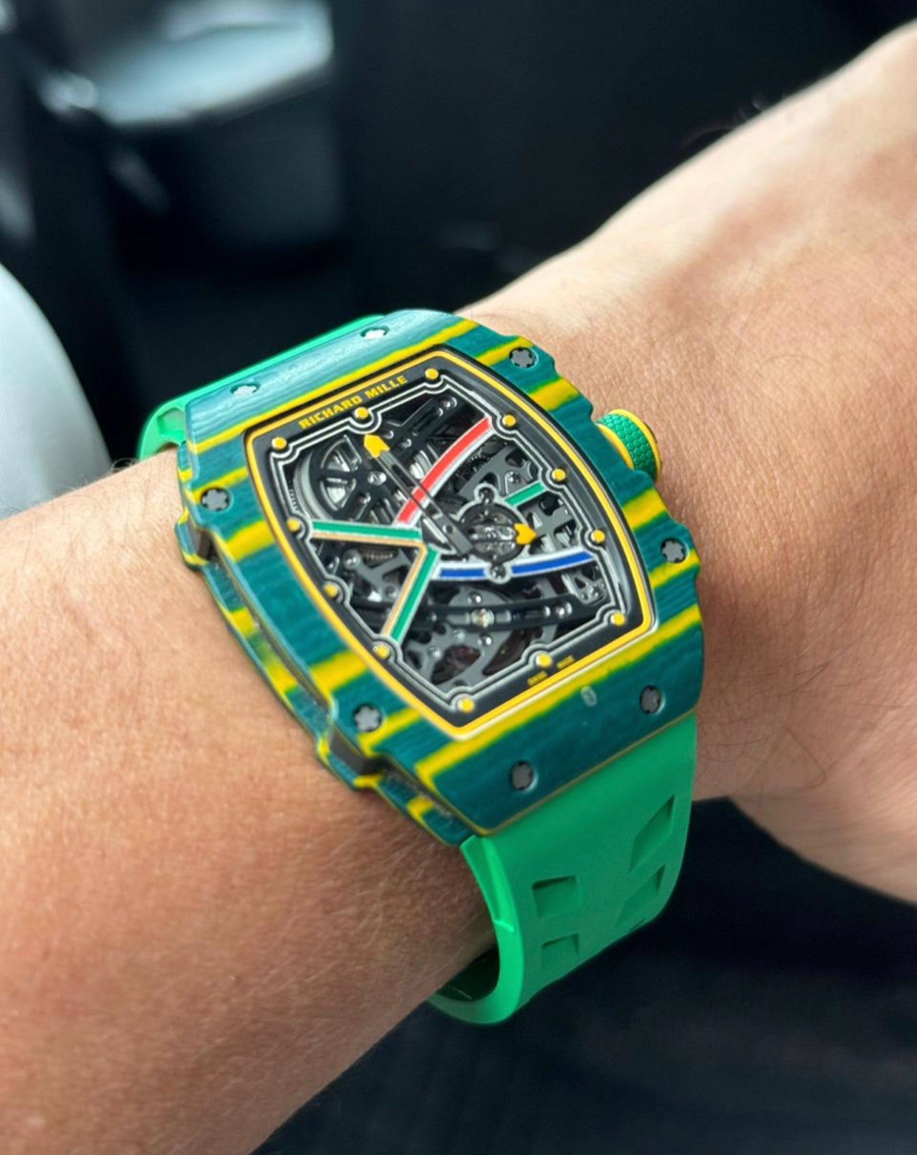 Richard Mille 67-02 Rubber Strap Lime Green