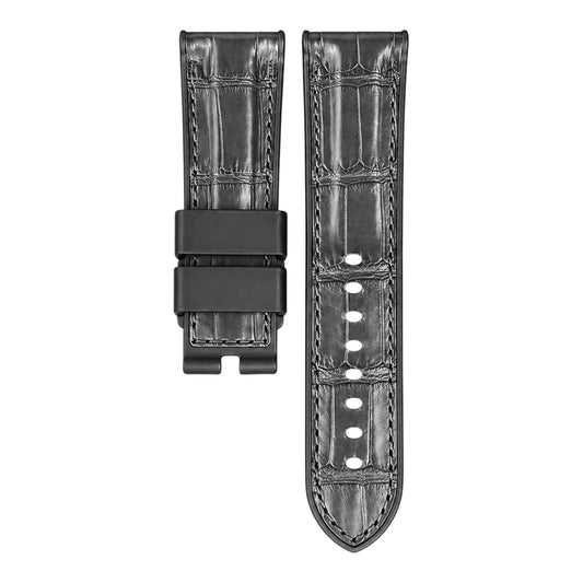 Grey alligator strap with black rubber base for the panerai luminor watch model in 44mm 