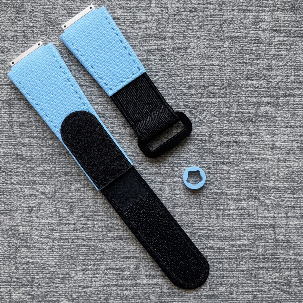 Sky blue sailcloth Velcro strap with titanium endlinks for Richard Mille model 