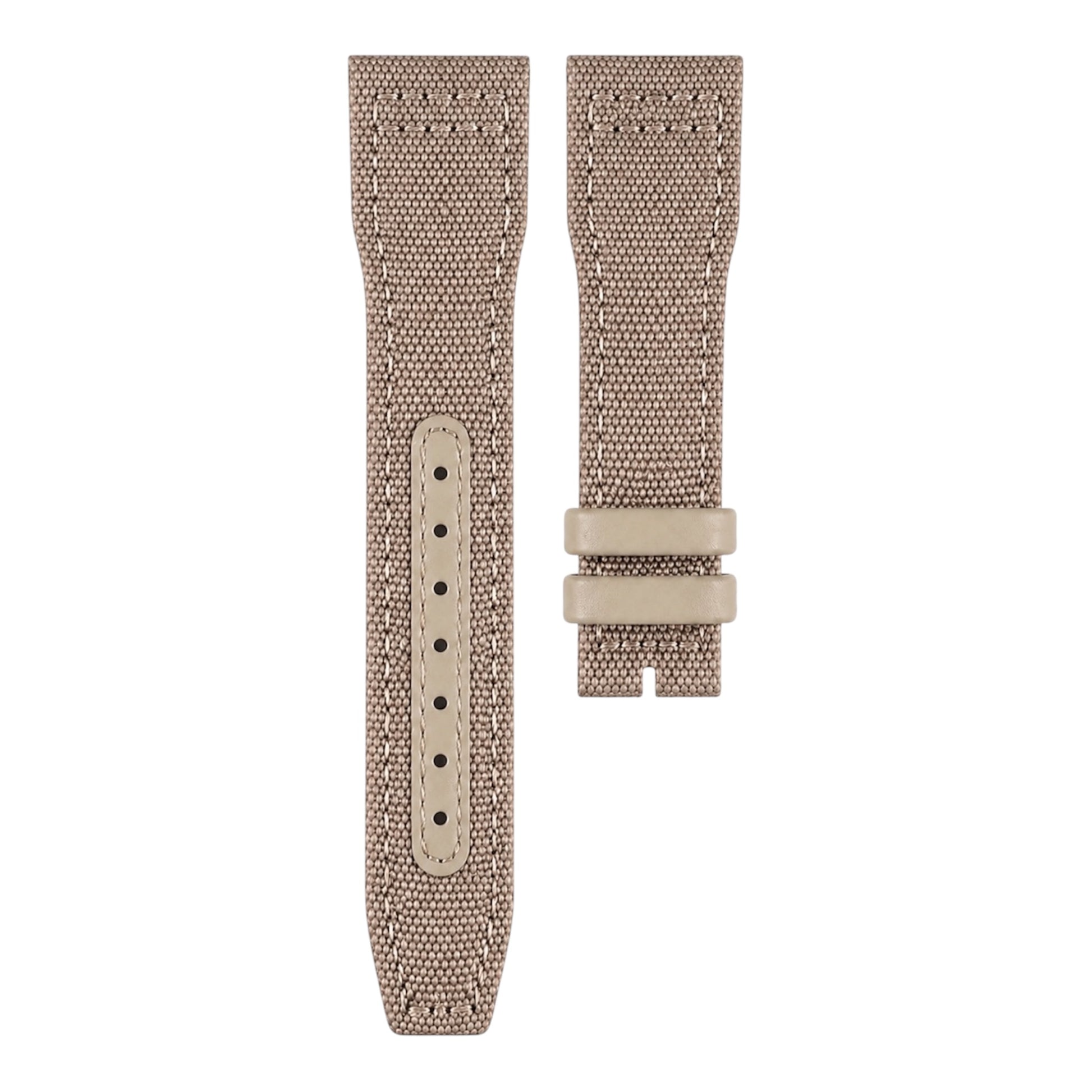 Sand grey canvas woven strap with leather keepers for IWC Pilot Watch models 