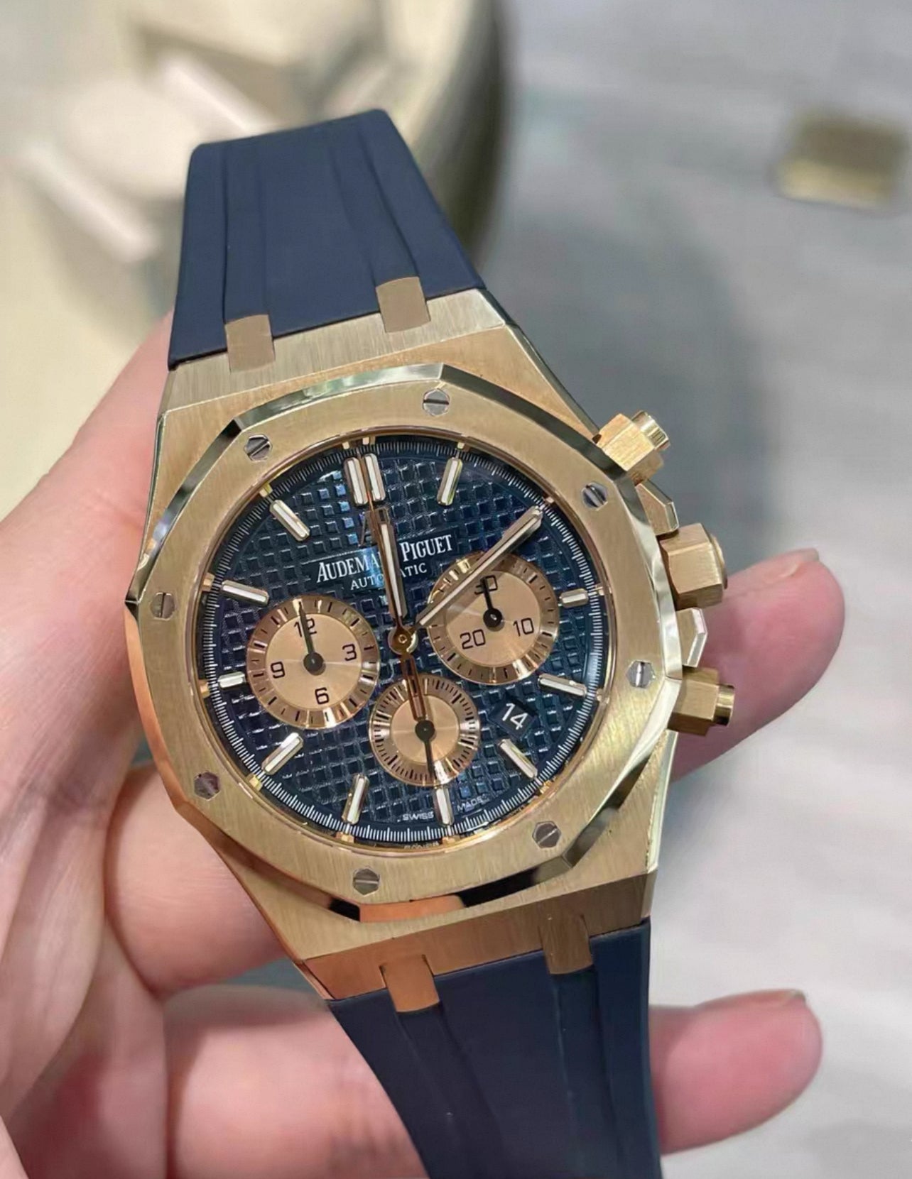 Navy Blue rubber strap for 41mm Royal Oak