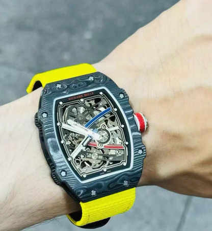 Richard Mille 67-02 with Watchstrapco yellow Velcro strap 