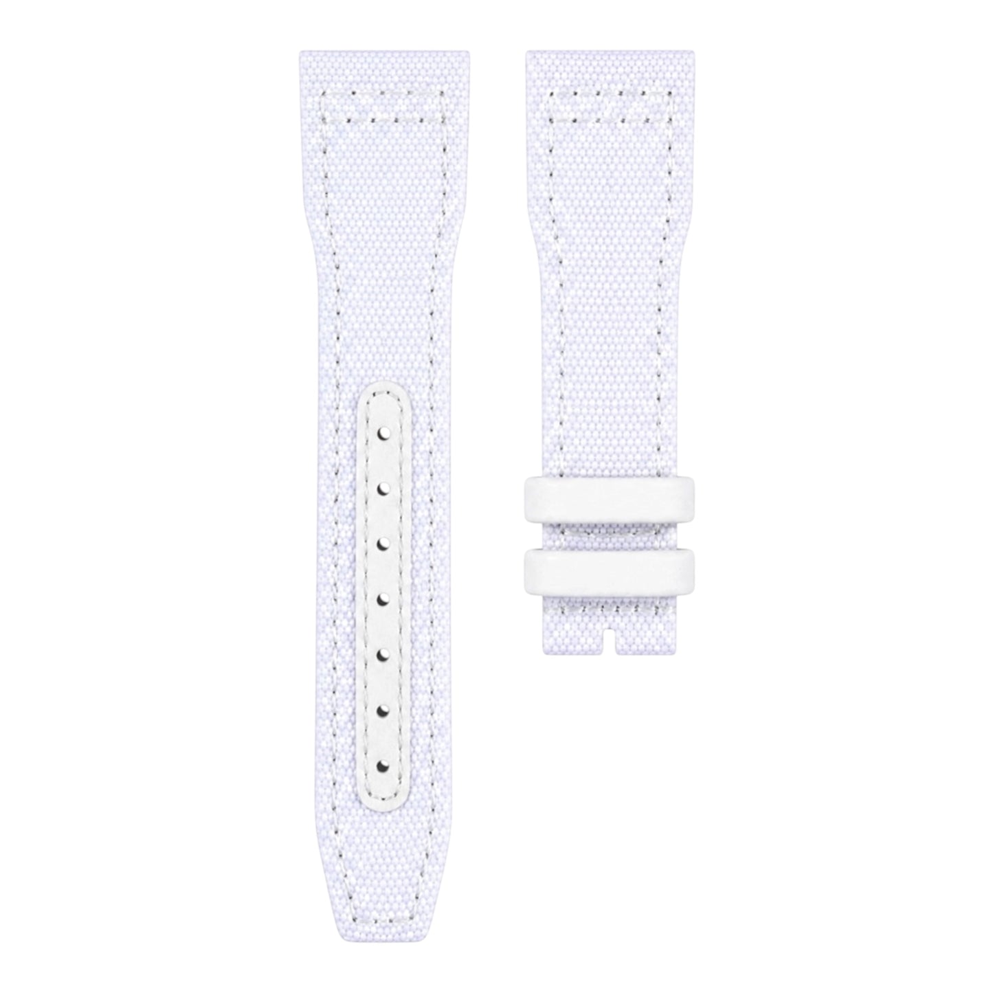 White canvas woven strap with leather keepers for IWC Pilot Watch models 