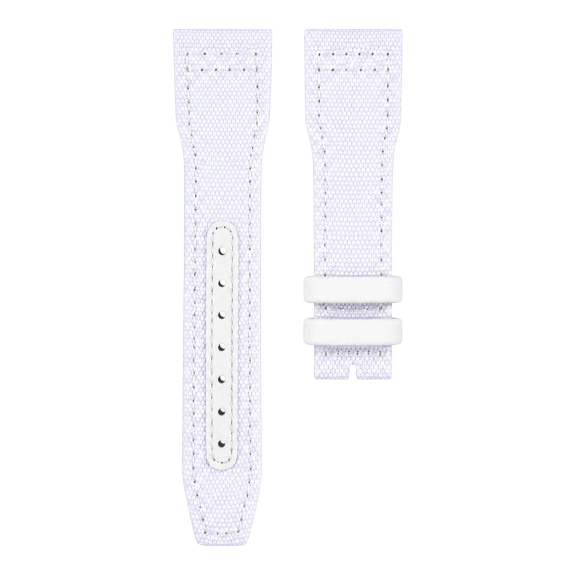 White canvas woven strap with leather keepers for IWC Pilot Watch models 