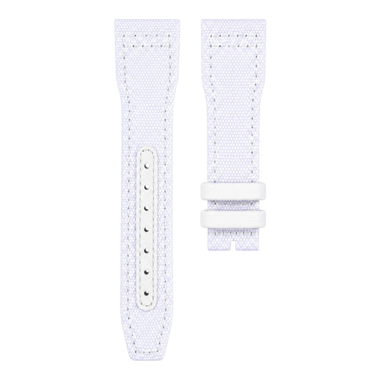 White canvas woven strap with leather keepers for IWC Pilot Watch models 