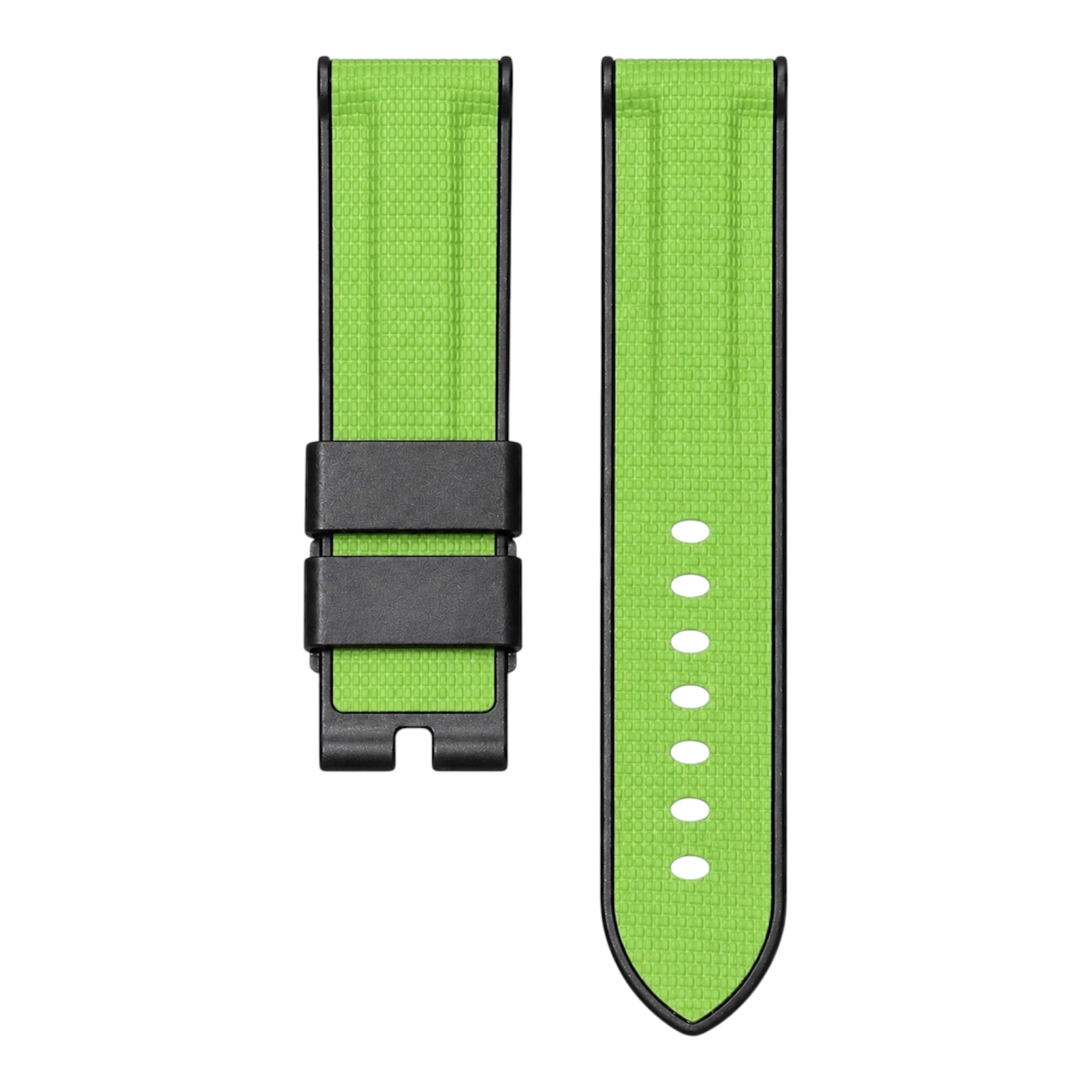 Lime green sailcloth rubber strap for panerai luminor watch models 44mm