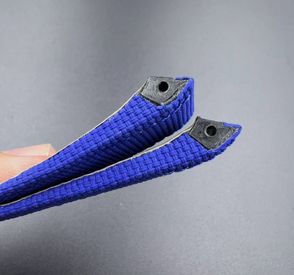 Side view of Cartier santos 100 blue canvas sailcloth material leather strap 