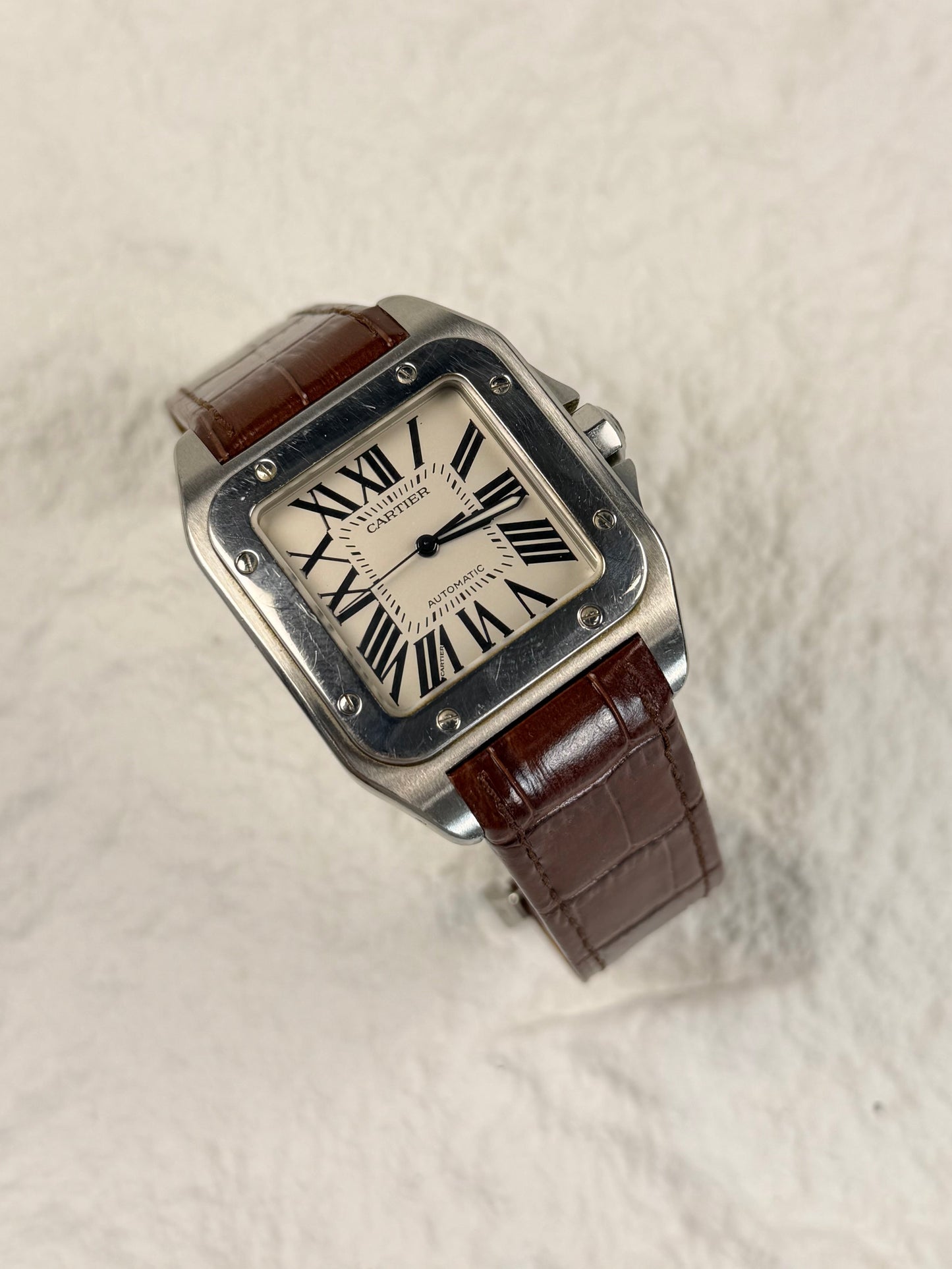 Handmade watch strap for the Cartier Santos 100 Model