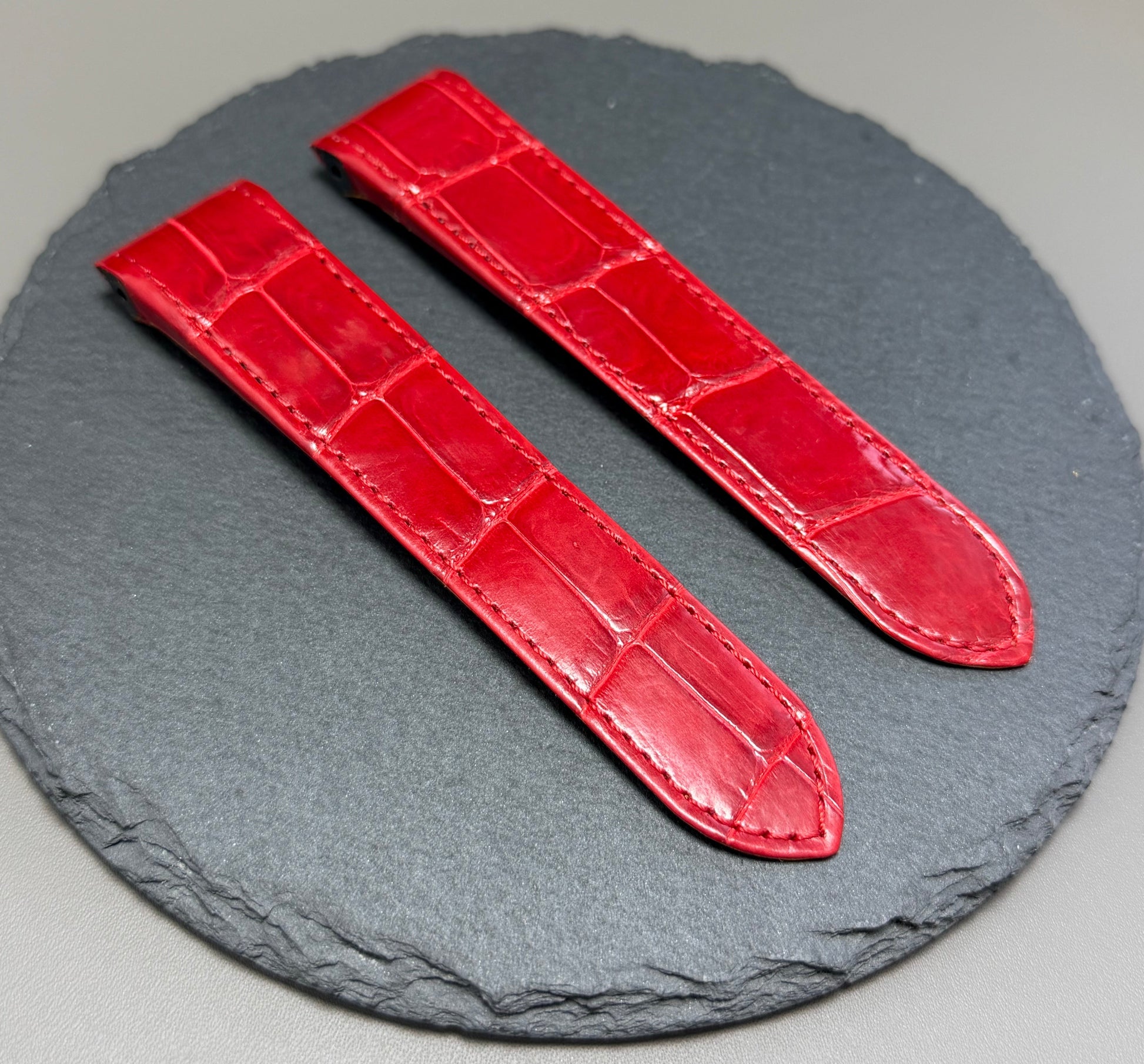 Red alligator watch strap for Cartier santos 