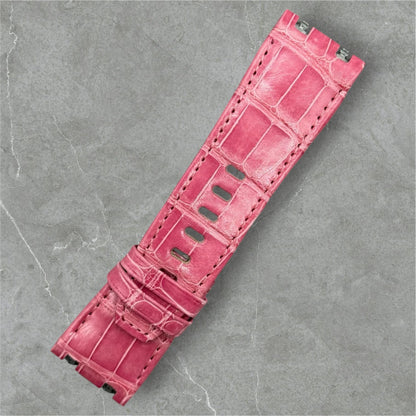 Baby pink crocodile alligator watch strap for the Ap offshore quick release model 