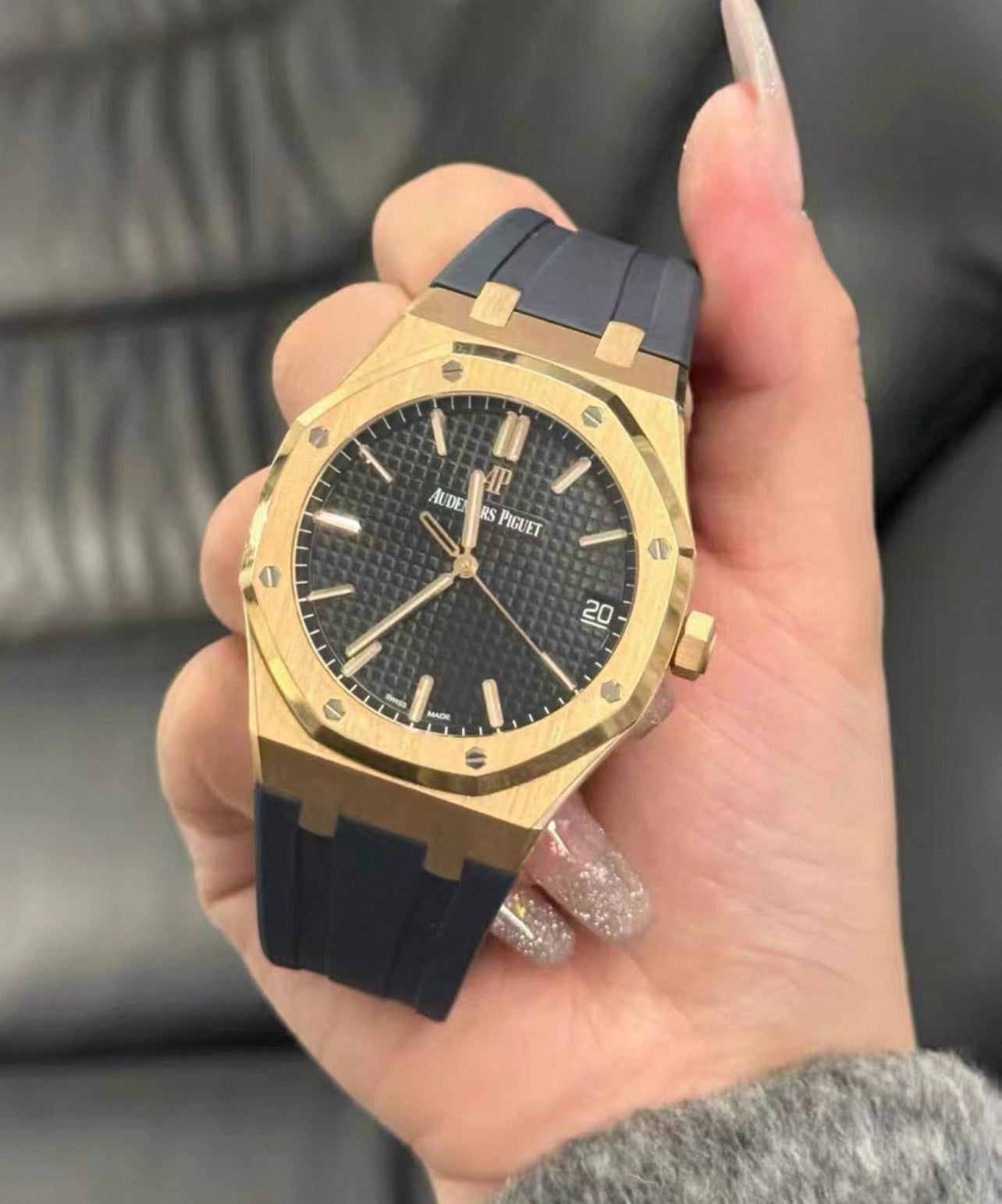 Navy Blue rubber strap for 41mm Royal Oak