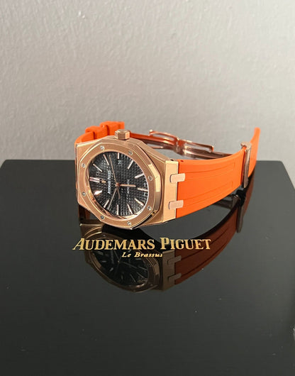 Orange rubber strap for 41mm Royal Oak