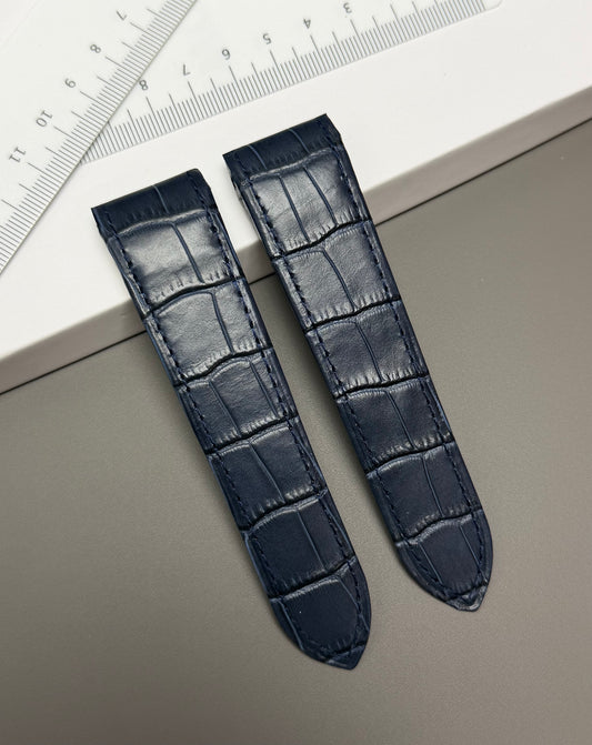 Dark navy blue leather strap for Cartier santos 100 models 