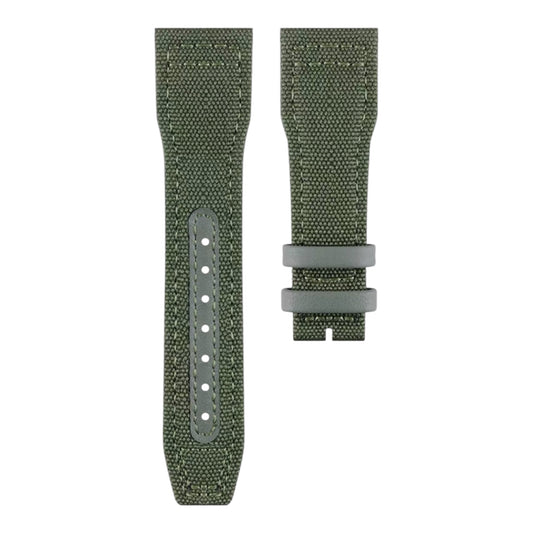 Army green canvas woven strap with leather keepers for IWC Pilot Watch models 