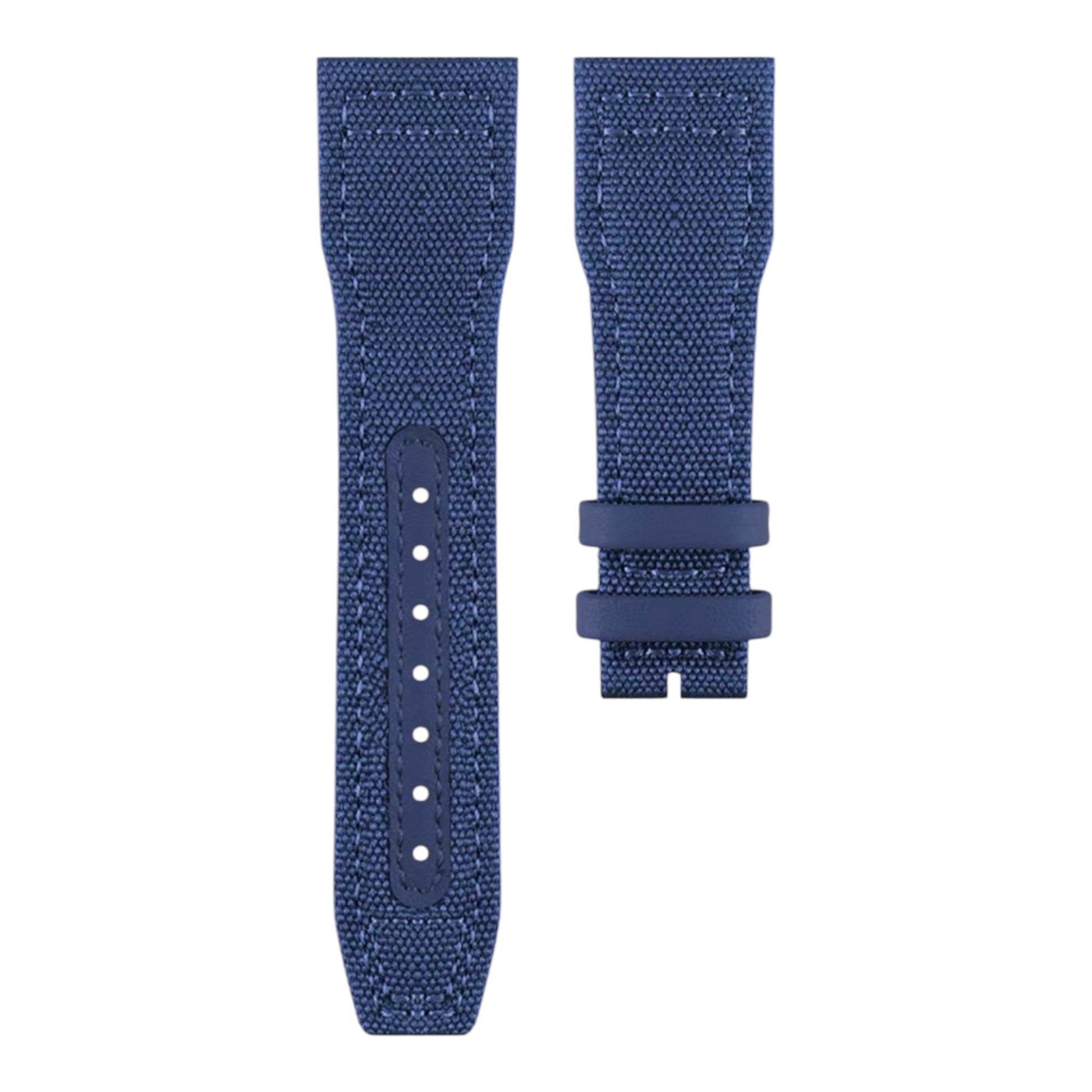 Blue canvas woven strap with leather keepers for IWC Pilot Watch models 