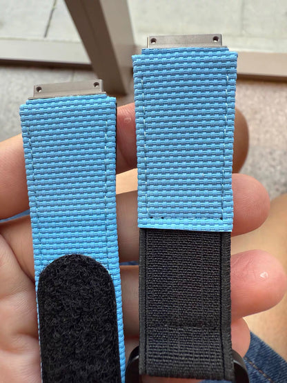 Sky blue sailcloth Velcro strap with titanium endlinks for Richard Mille model 