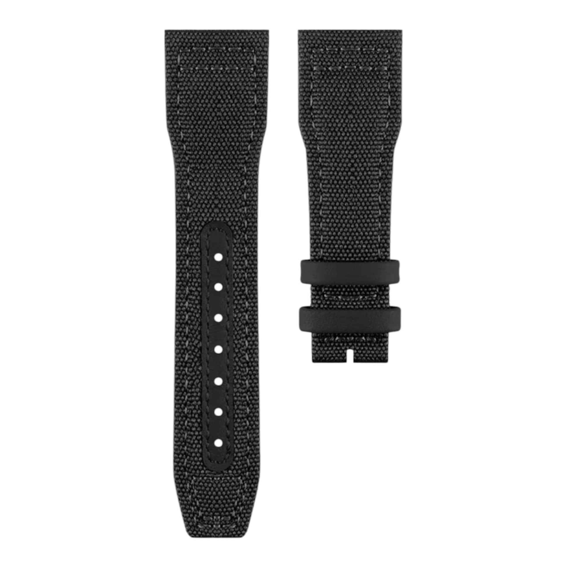 Black canvas woven strap with leather keepers for IWC Pilot Watch models 