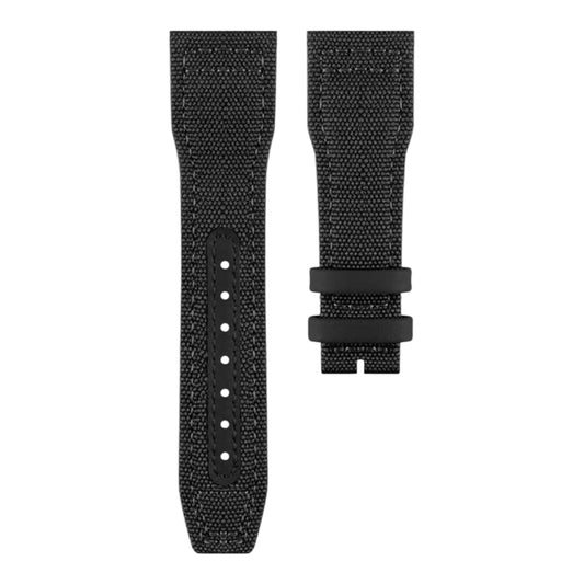 Black canvas woven strap with leather keepers for IWC Pilot Watch models 