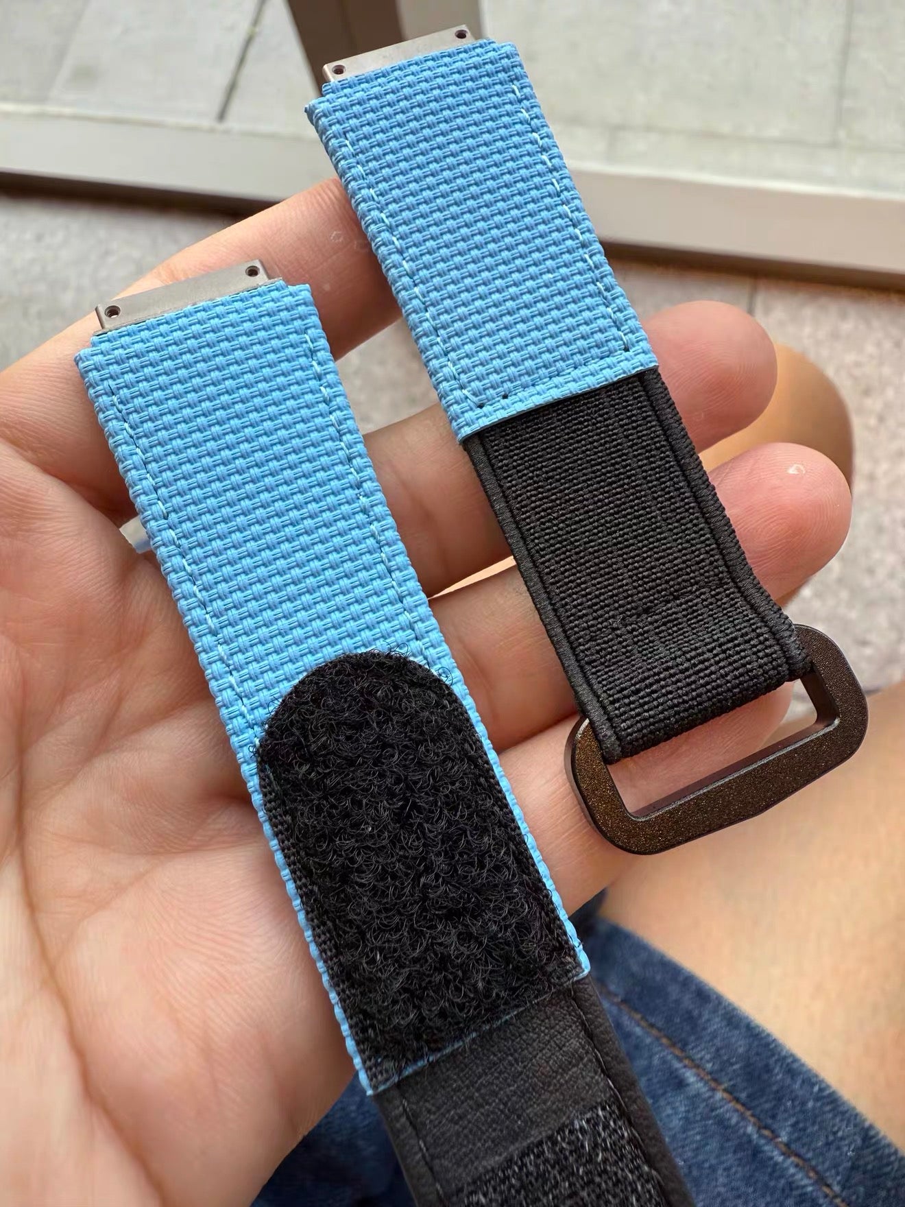 Sky blue sailcloth Velcro strap for Richard Mille model 