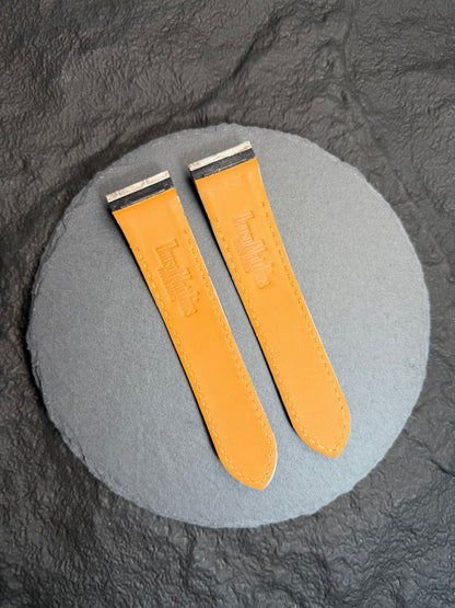 Hermes chèvre leather for the backing of the Cartier santos Watchstrapco Himalayan alligator strap 