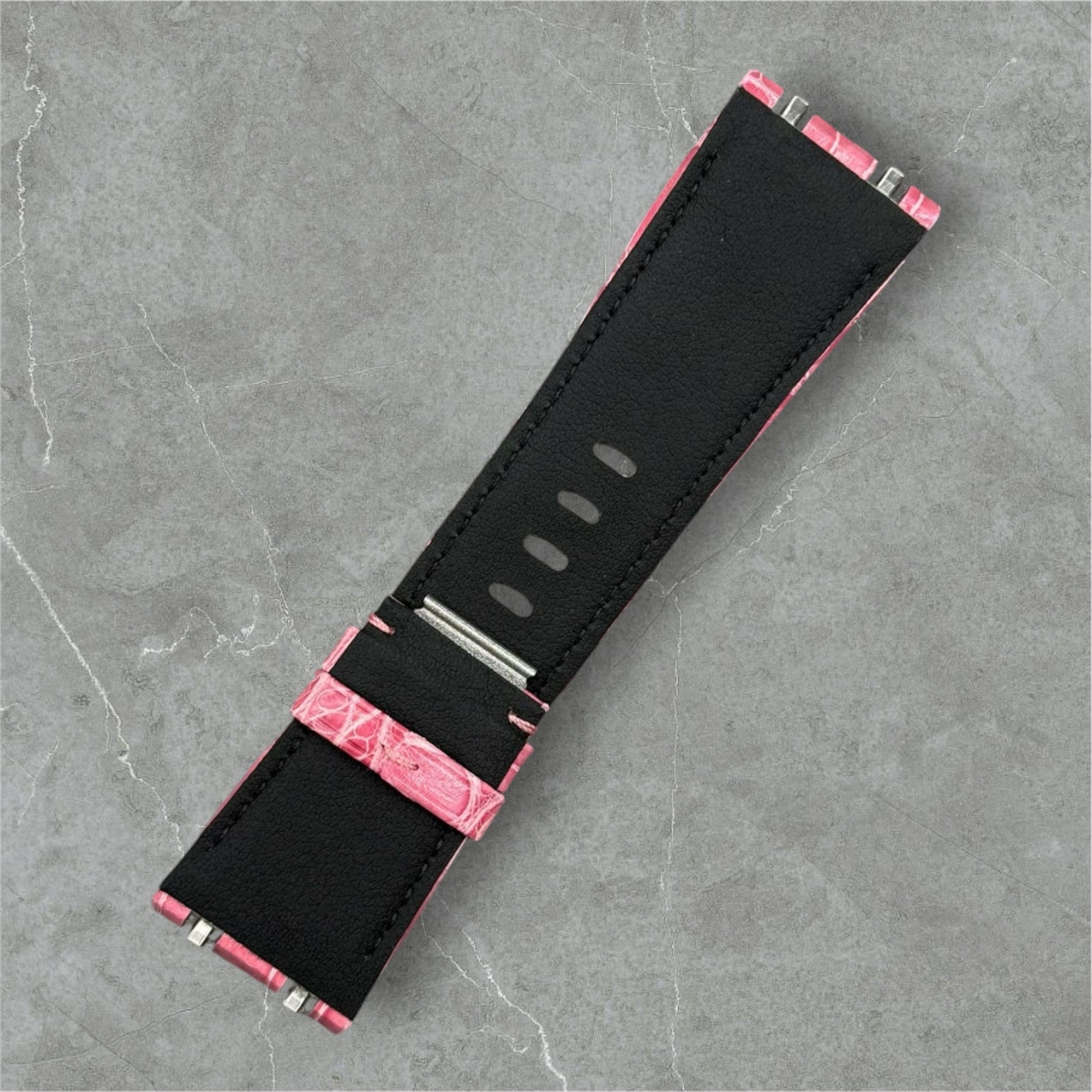 Black leather watch strap for the Audemars Piguet 26420 watch model 