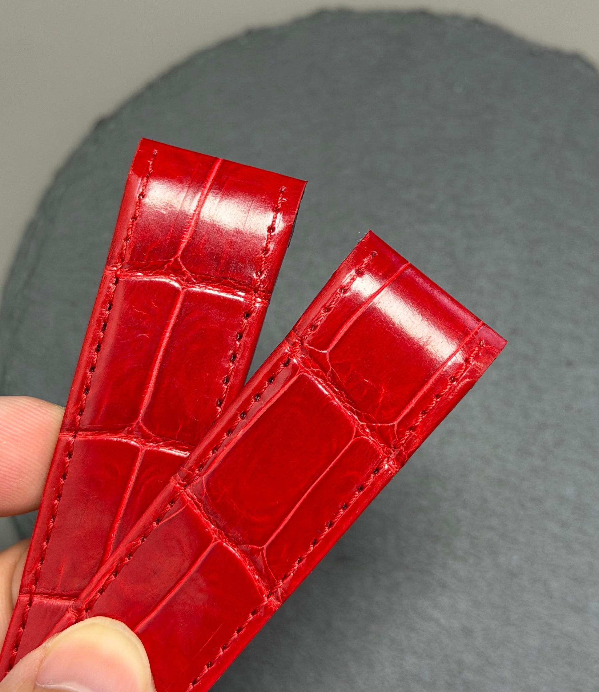 Red alligator watch strap for Cartier santos 100 model 