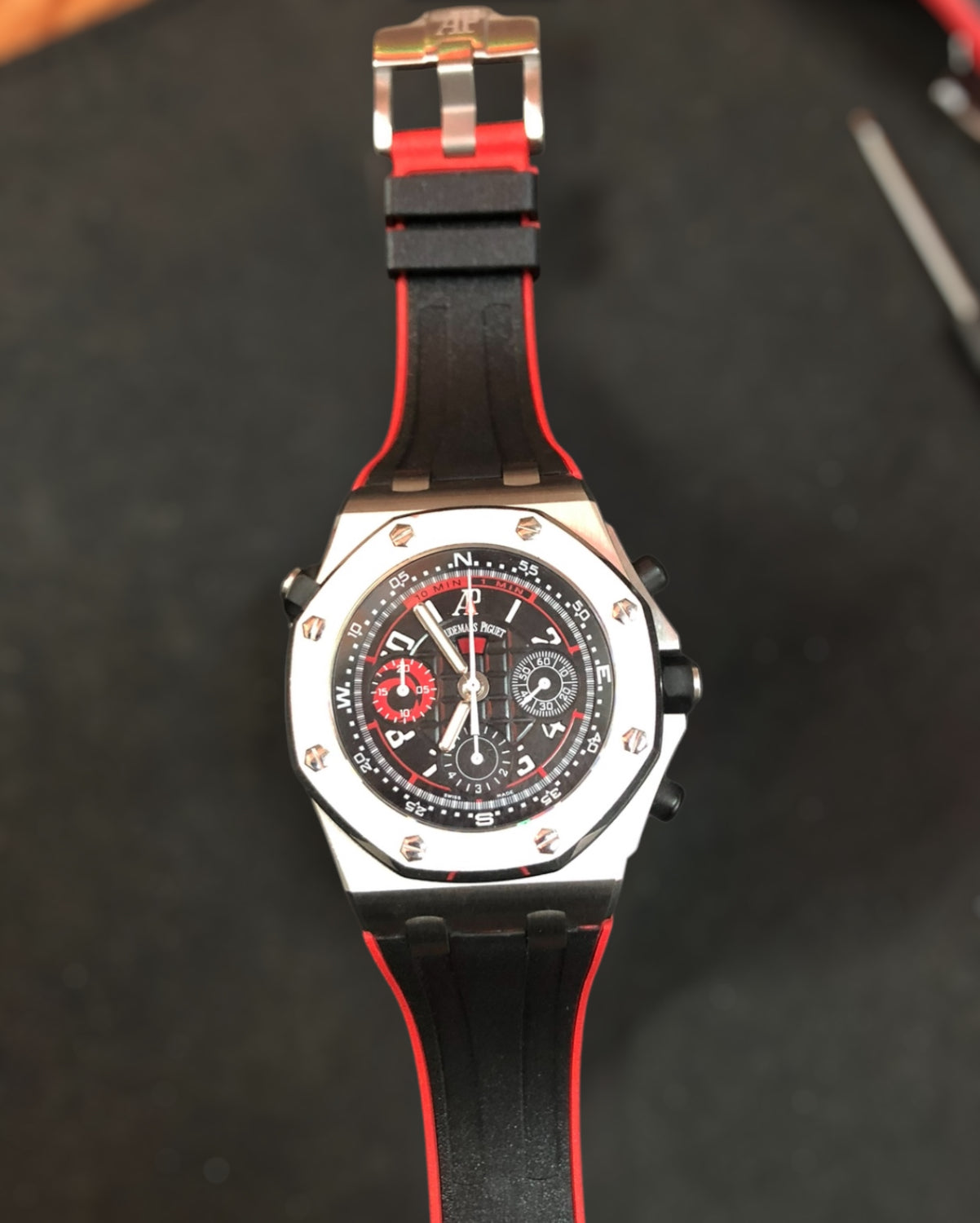 Black/Red Rubber Strap for Ap 42mm