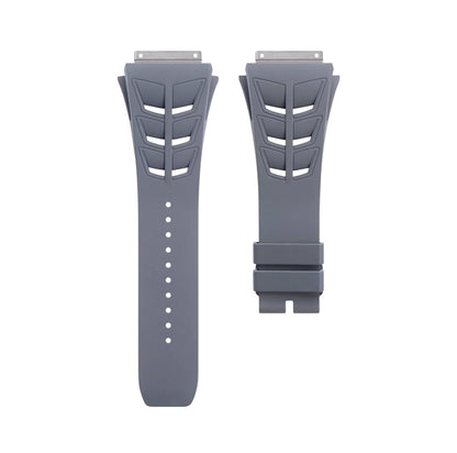 A grey rubber watch strap with a deployant clasp, designed to be compatible with specific Richard Mille watch models.