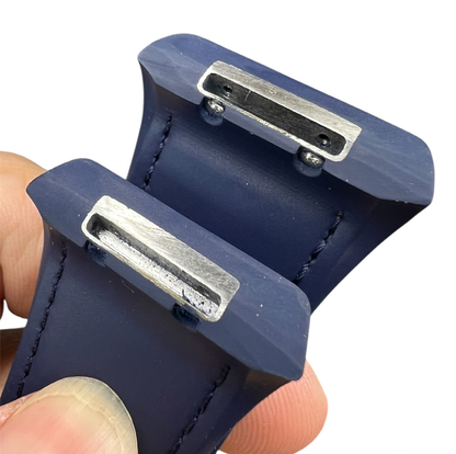 Close up of V45 alligator strap metal inserts 