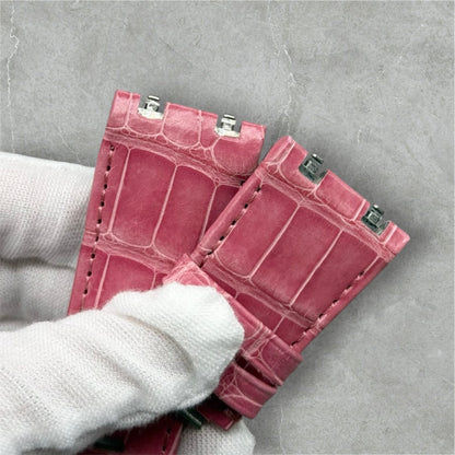 Pink crocodile alligator watch strap for the Audemars Piguet 26420 watch model 