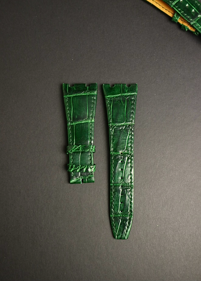 Emerald green alligator strap for ap royal oak 15300 15500 watch models 