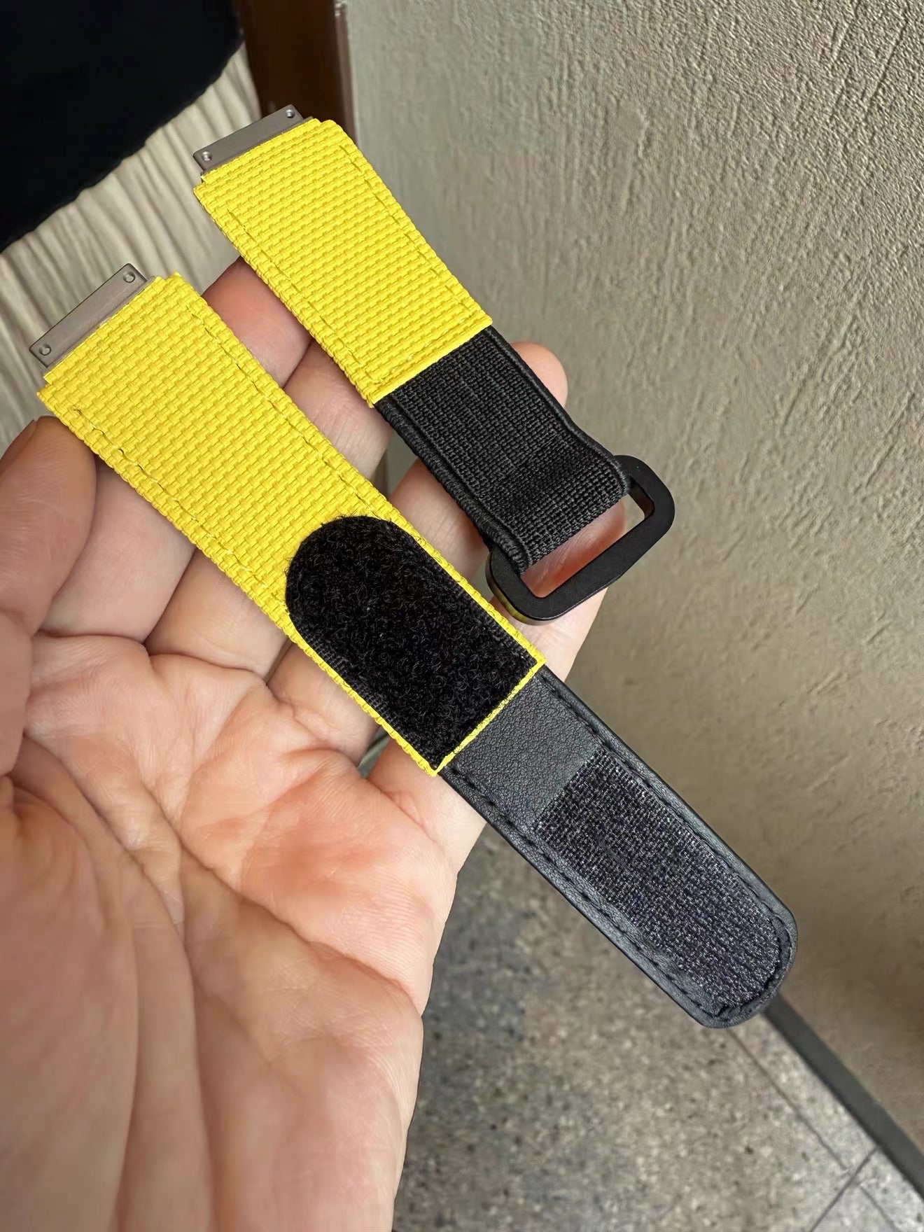 Yellow sailcloth Velcro strap with titanium endlinks for Richard Mille model 