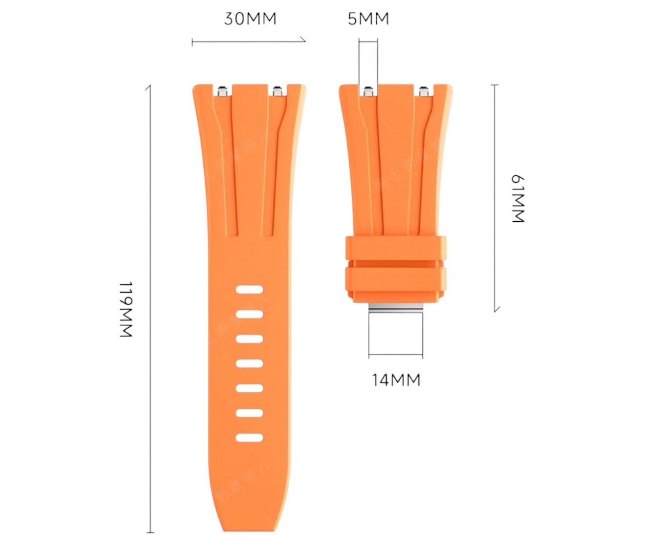 Orange strap with dimensions for ap 26420 offshore