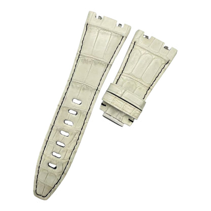Beige alligator leather Audemars piguet 26420 watch strap on a white background